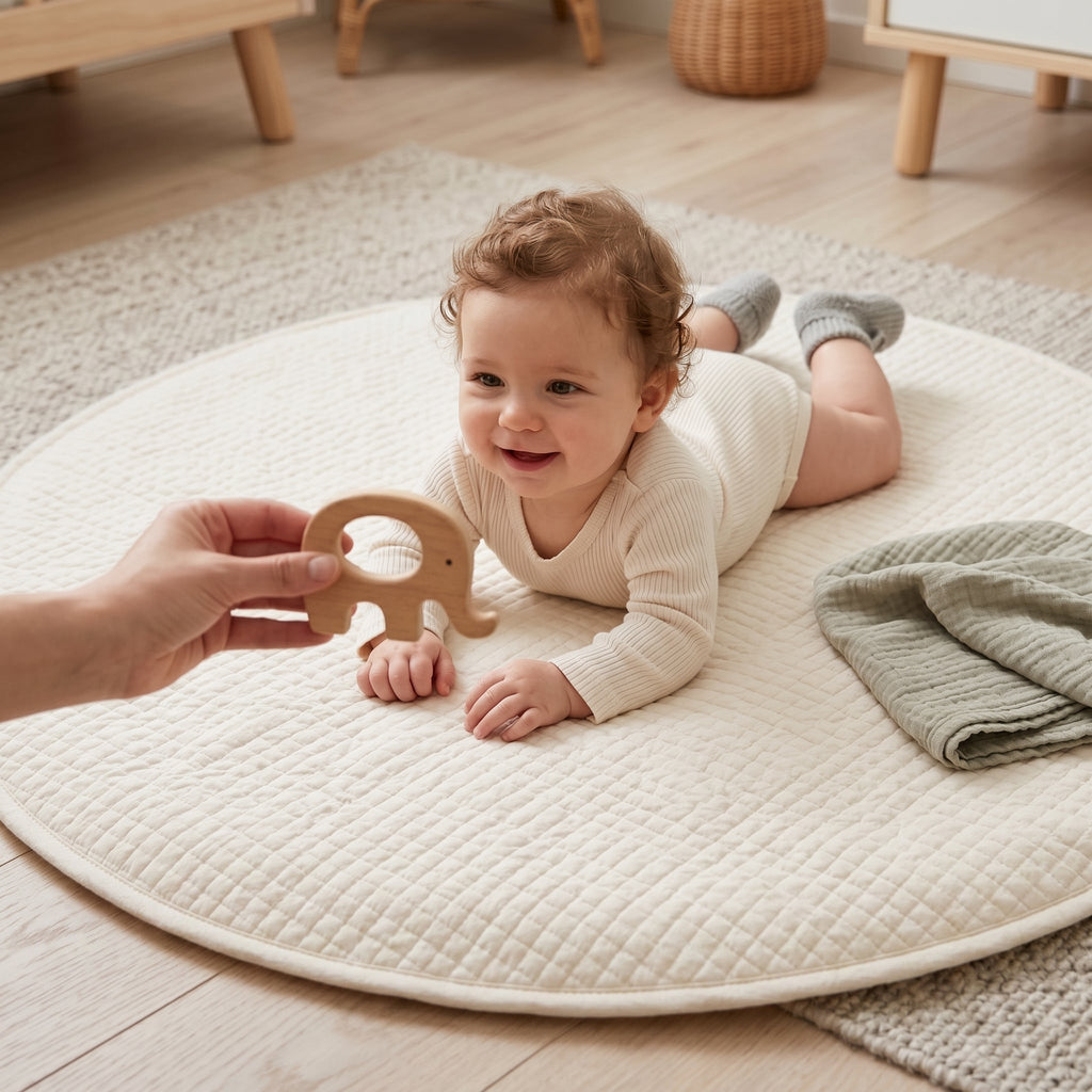 Round Quilted Play Mat, Thick Padding – Kidoriko