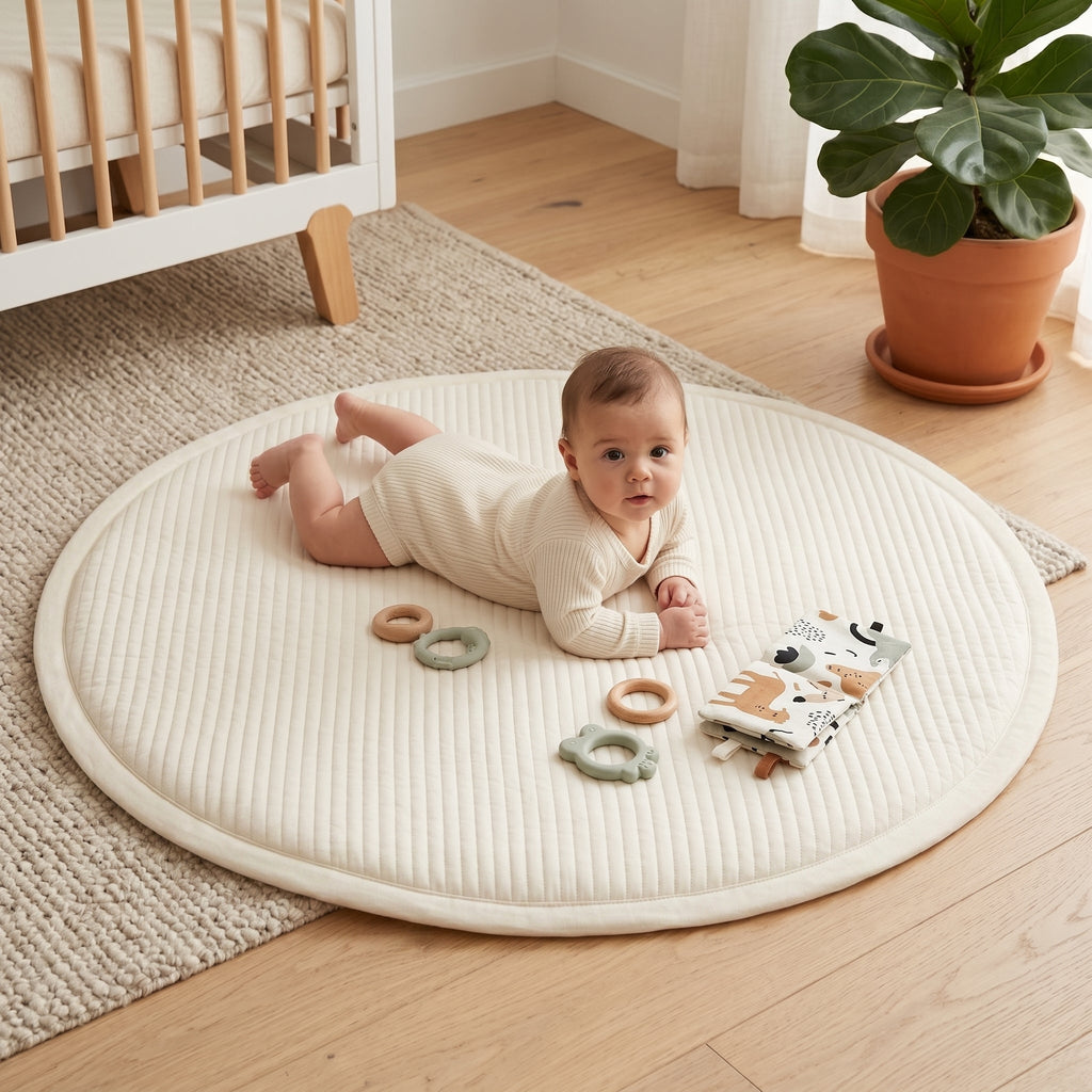 Round Quilted Play Mat, Thick Padding – Kidoriko