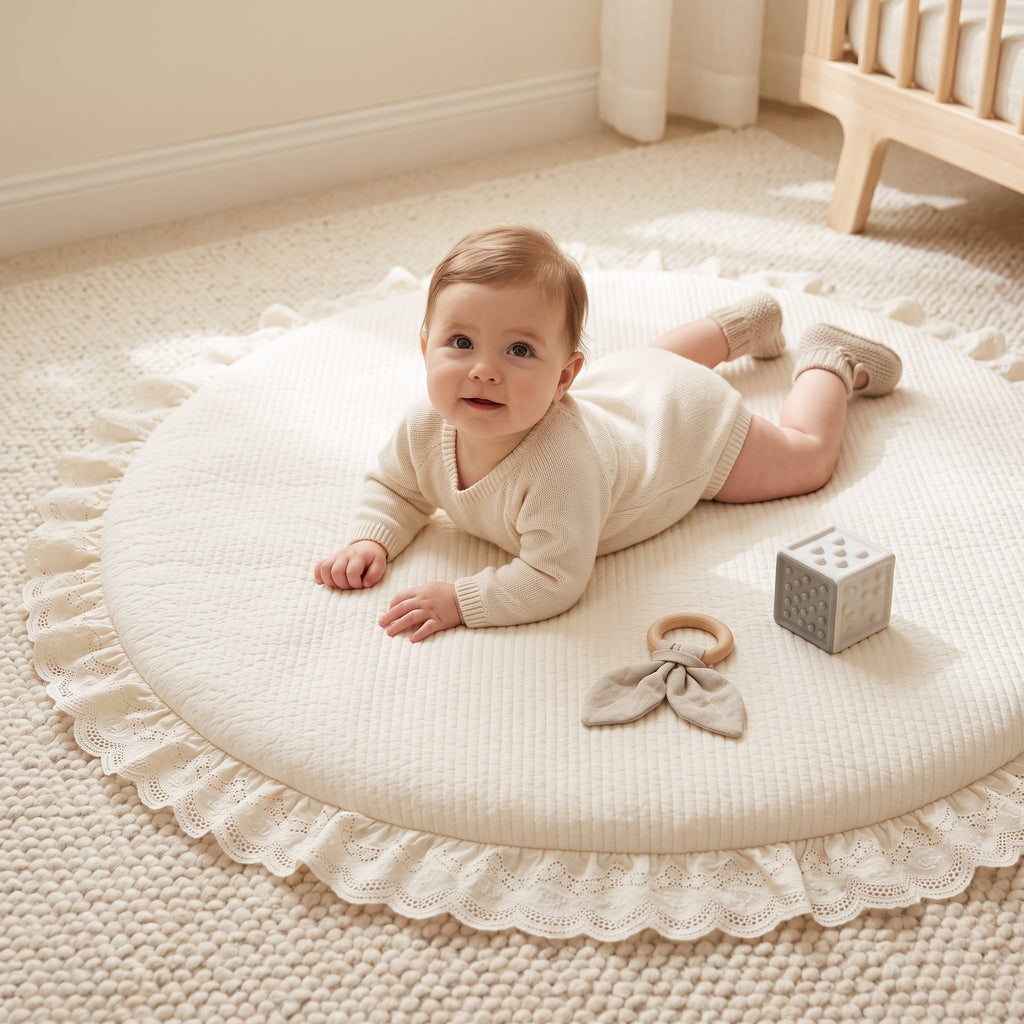 Round Quilted Play Mat, Thick Padding – Kidoriko