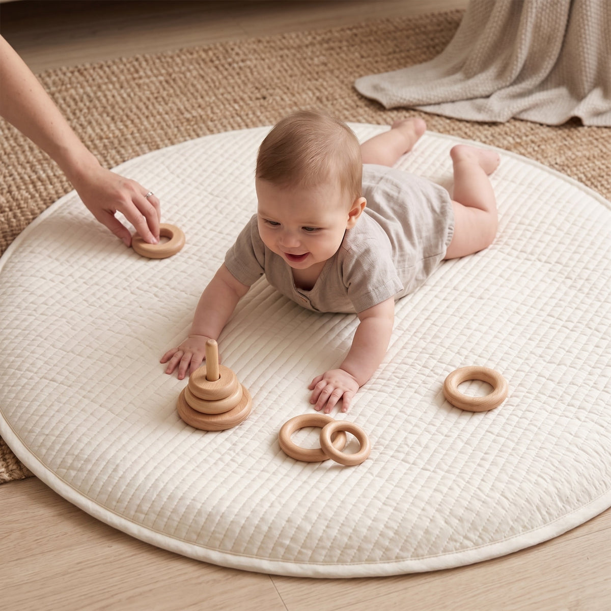 Round Quilted Play Mat, Thick Padding – Kidoriko