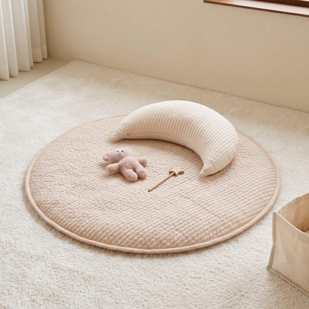Round Quilted Play Mat, Thick Padding – Kidoriko