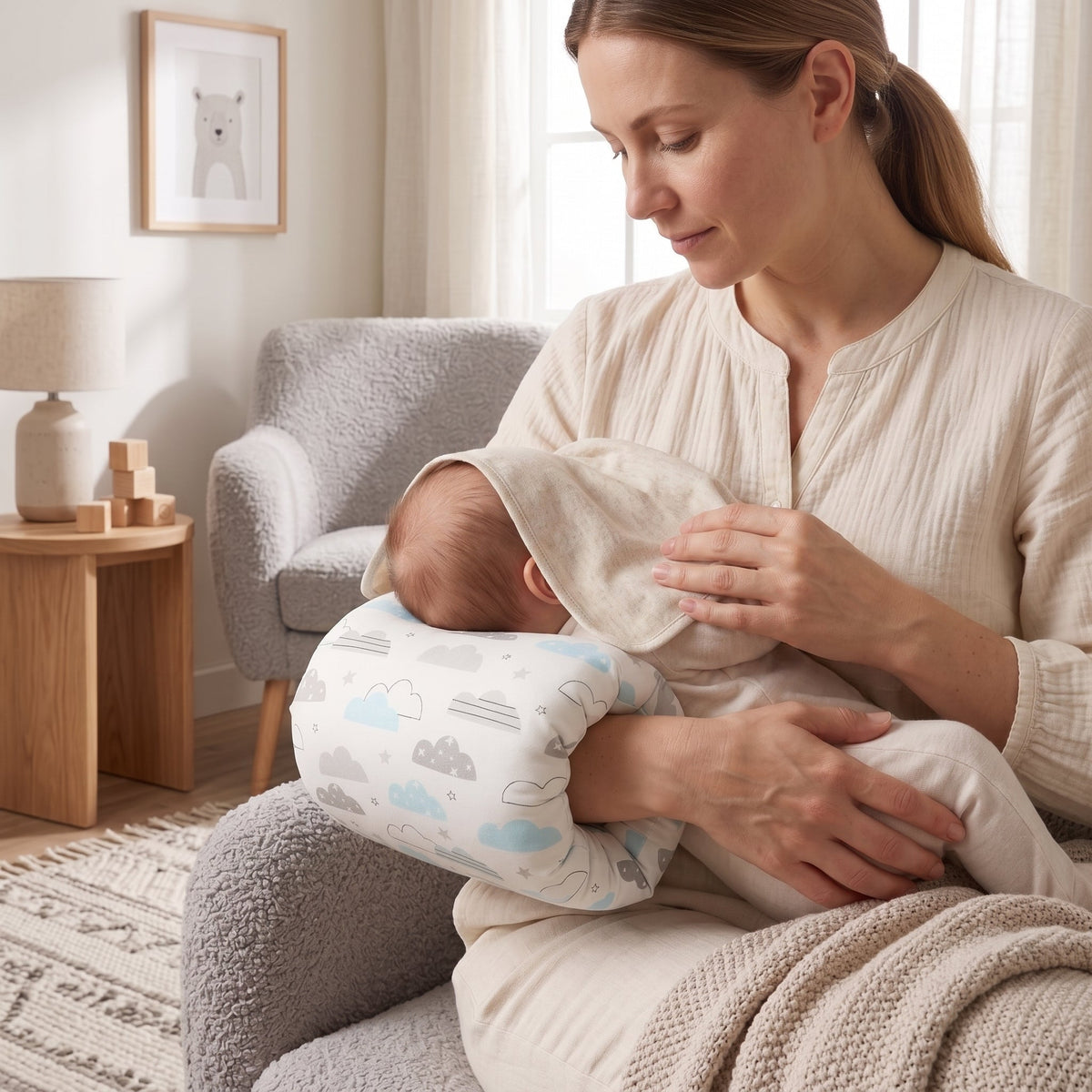 Ergonomic Feeding Arm Pillow, Removable Cover – Kidoriko