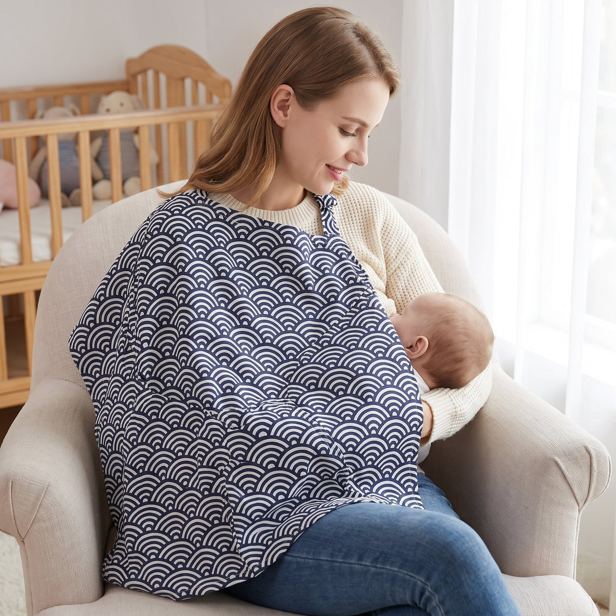 Cotton Nursing Cover Poncho, Open Neckline – Kidoriko