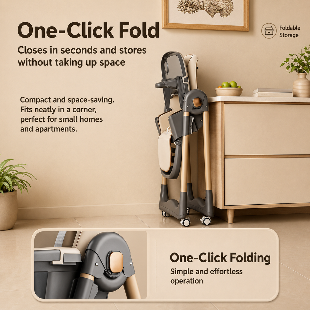4-in-1 Adjustable Reclining & Foldable Baby High Chair
