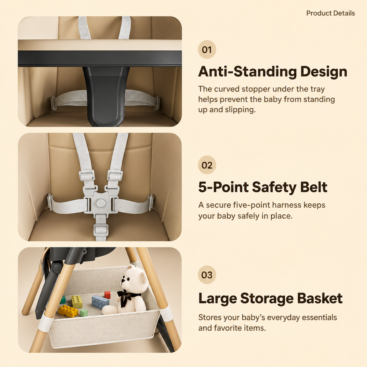 4-in-1 Adjustable Reclining & Foldable Baby High Chair