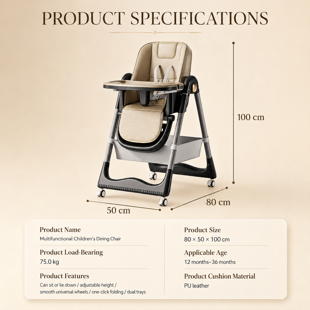 4-in-1 Adjustable Reclining & Foldable Baby High Chair