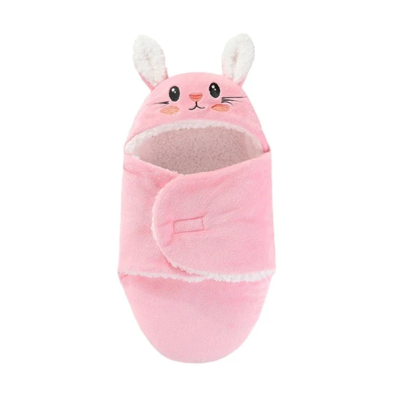 Plush Cotton Newborn Swaddle Blanket with Bear Hood