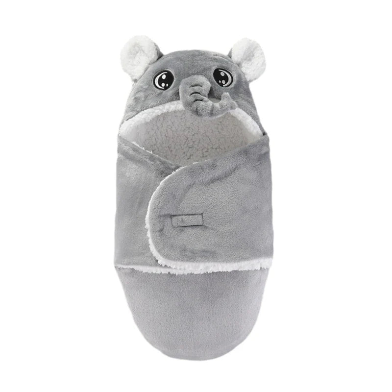 Plush Cotton Newborn Swaddle Blanket with Bear Hood