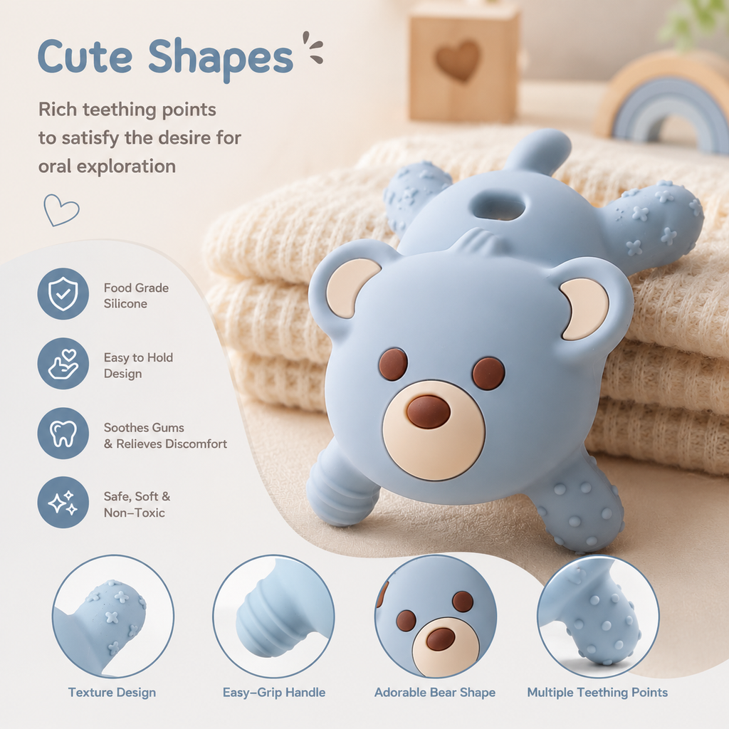 Silicone Bear Teether Toy (BPA-Free)