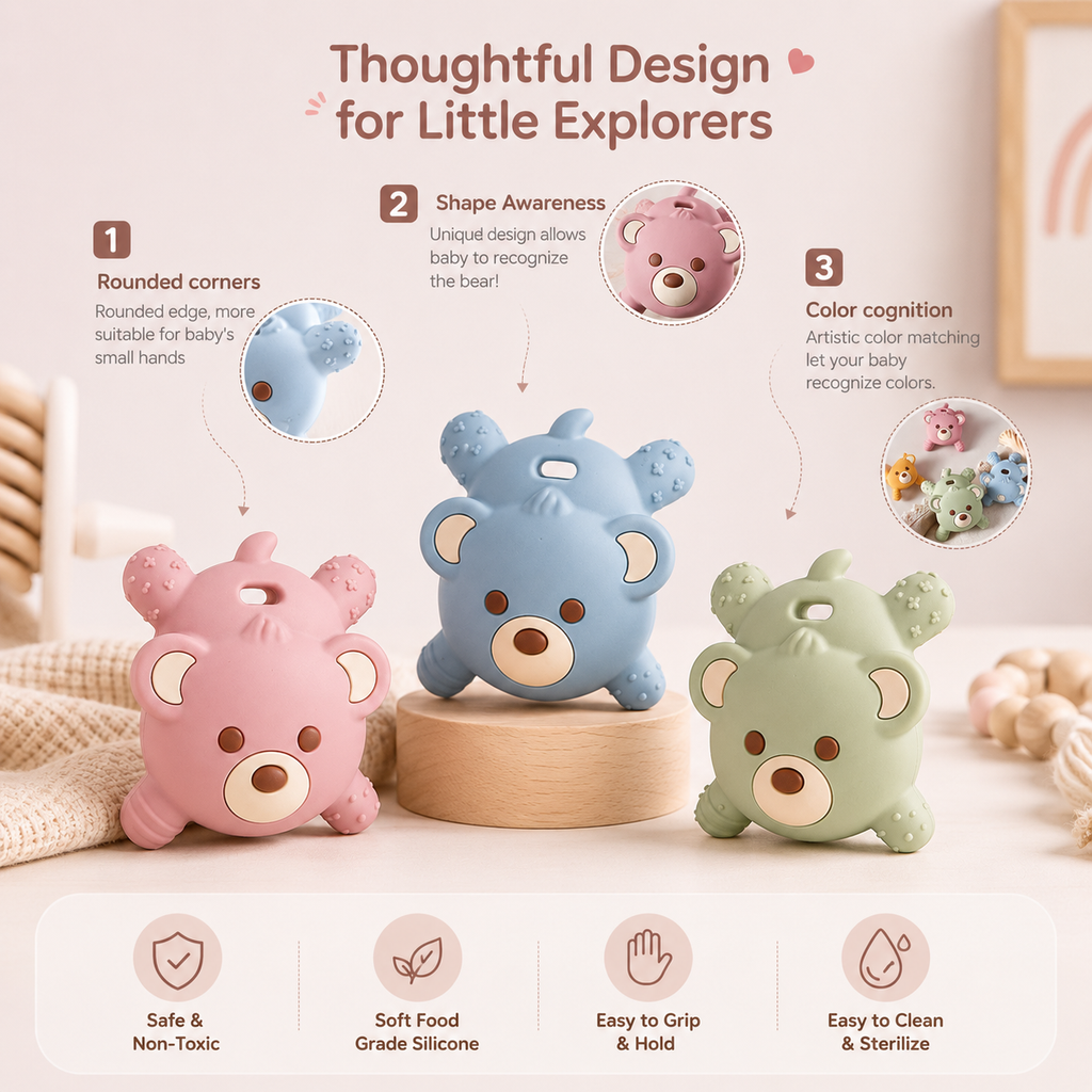 Silicone Bear Teether Toy (BPA-Free)