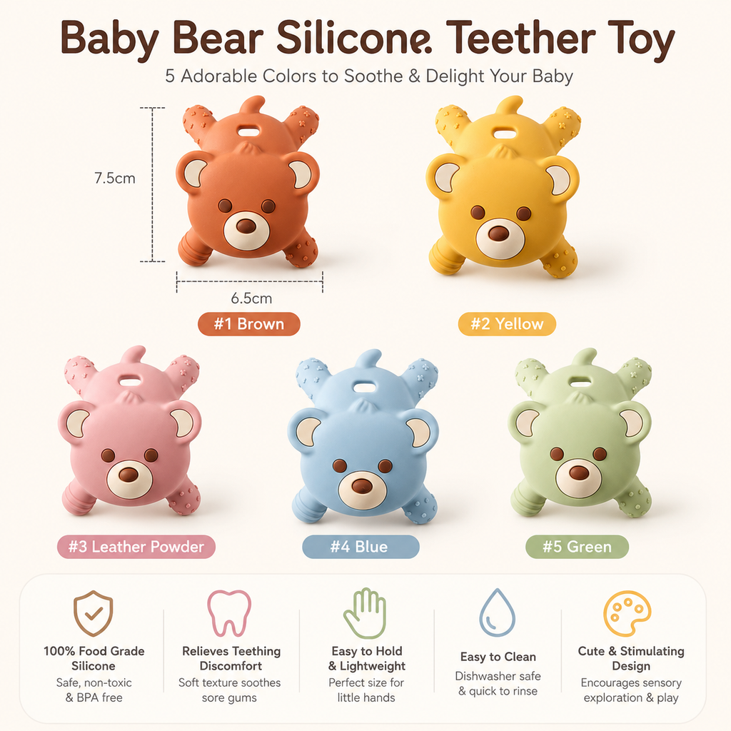 Silicone Bear Teether Toy (BPA-Free)