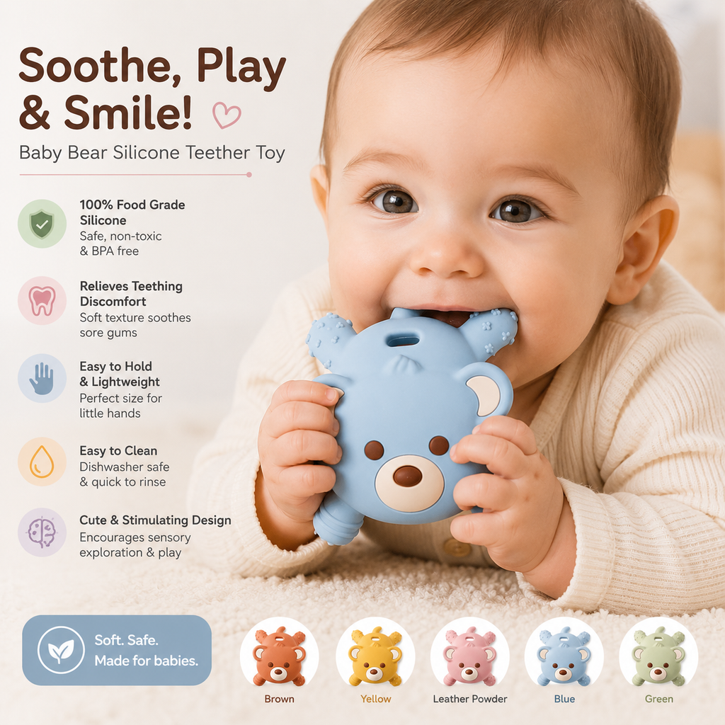 Silicone Bear Teether Toy (BPA-Free)