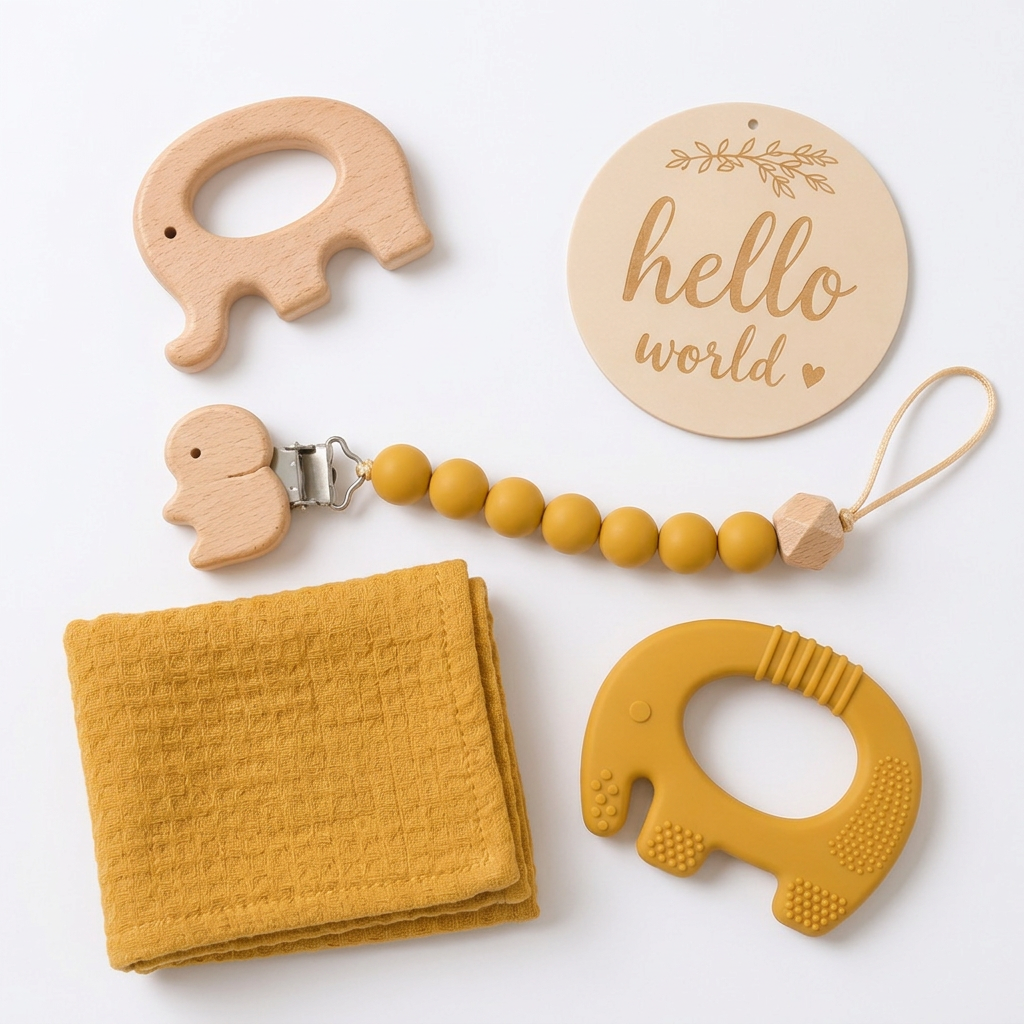Elephant Baby Teether Gift Set (Honeycomb)