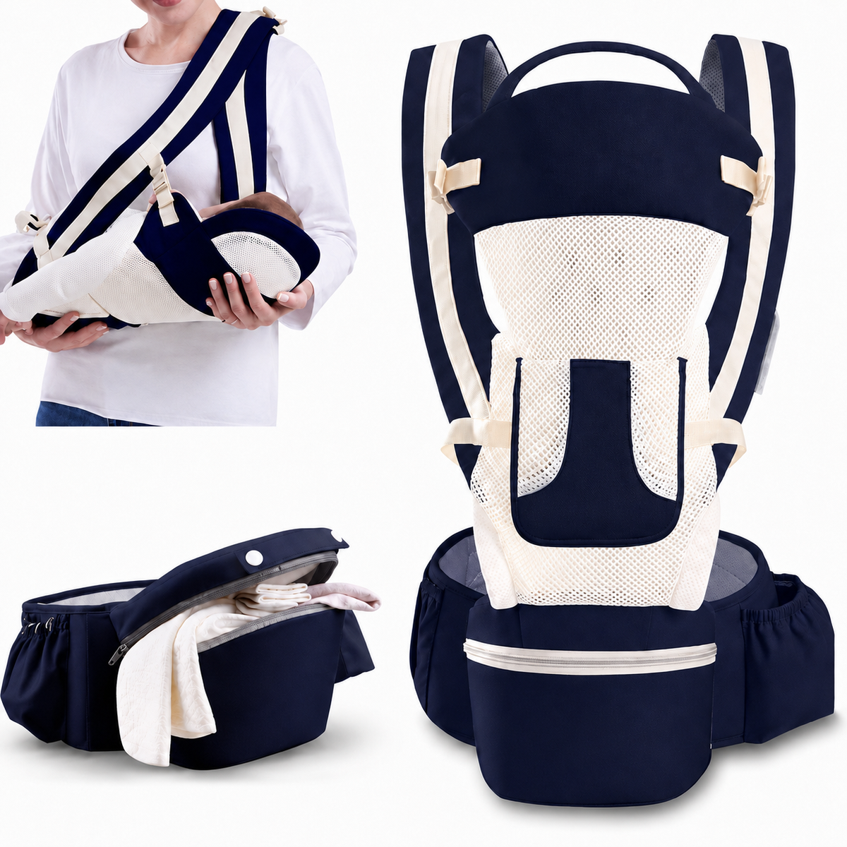 Ergonomic Baby Carrier with Hip Seat | Front, Back & Hip Carry Options