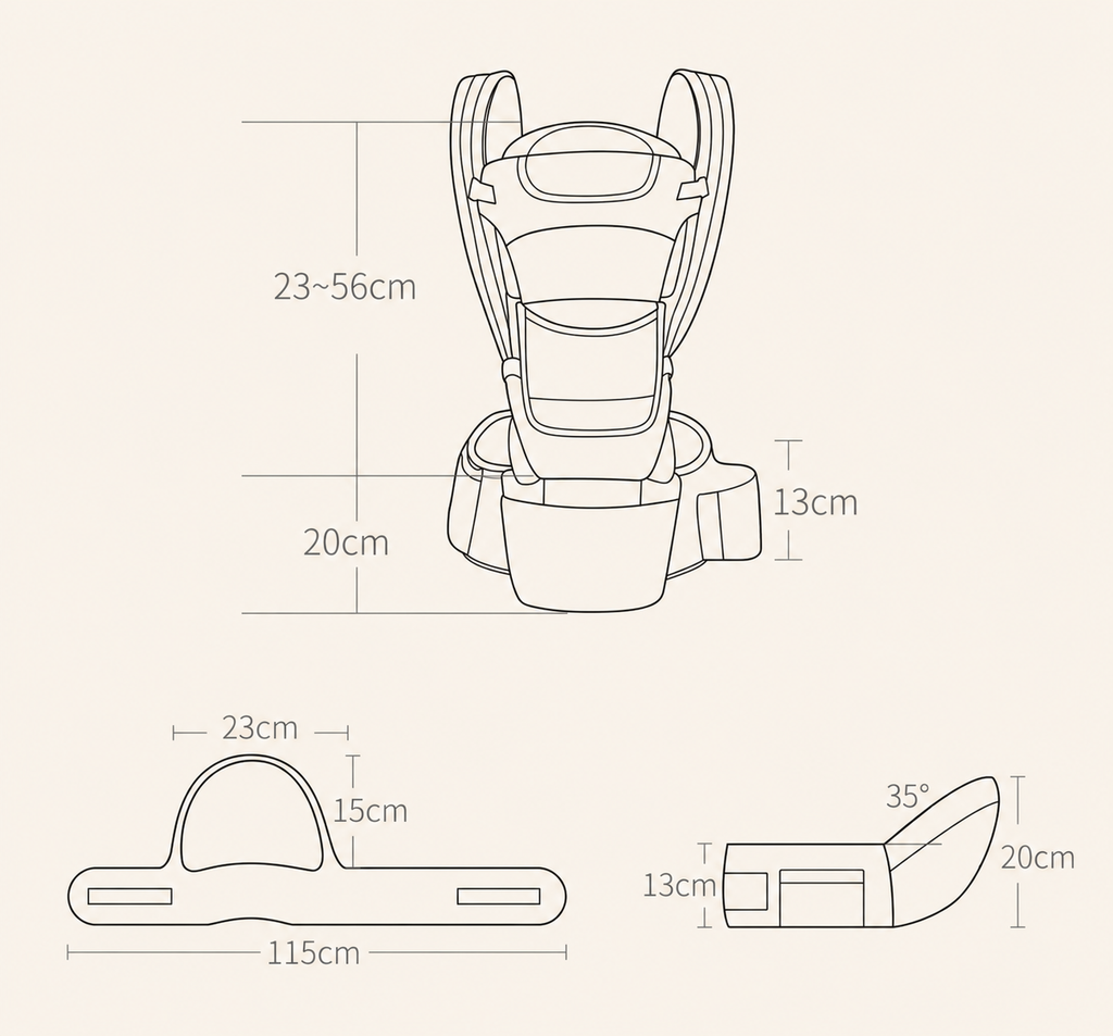 Ergonomic Baby Carrier with Hip Seat | Front, Back & Hip Carry Options