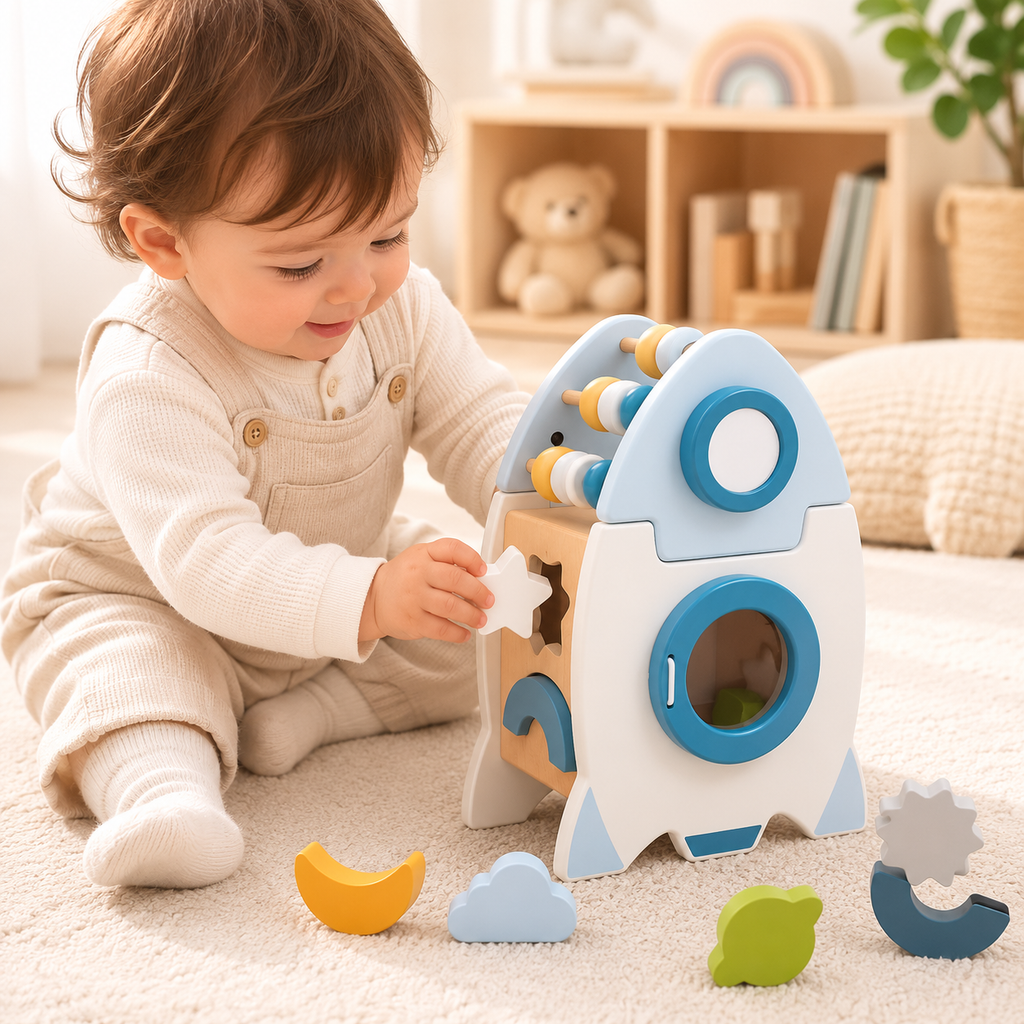 Wooden Rocket 5-in-1 Toy Set