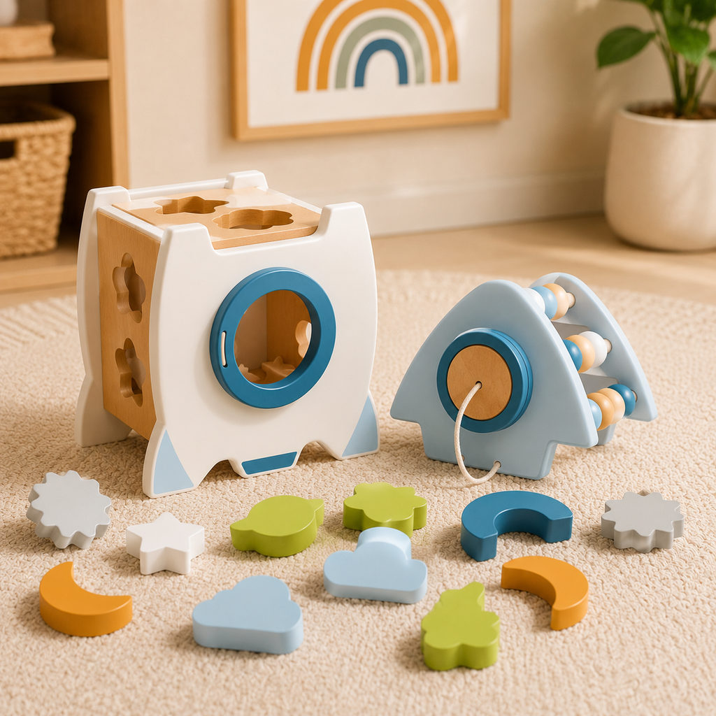 Wooden Rocket 5-in-1 Toy Set