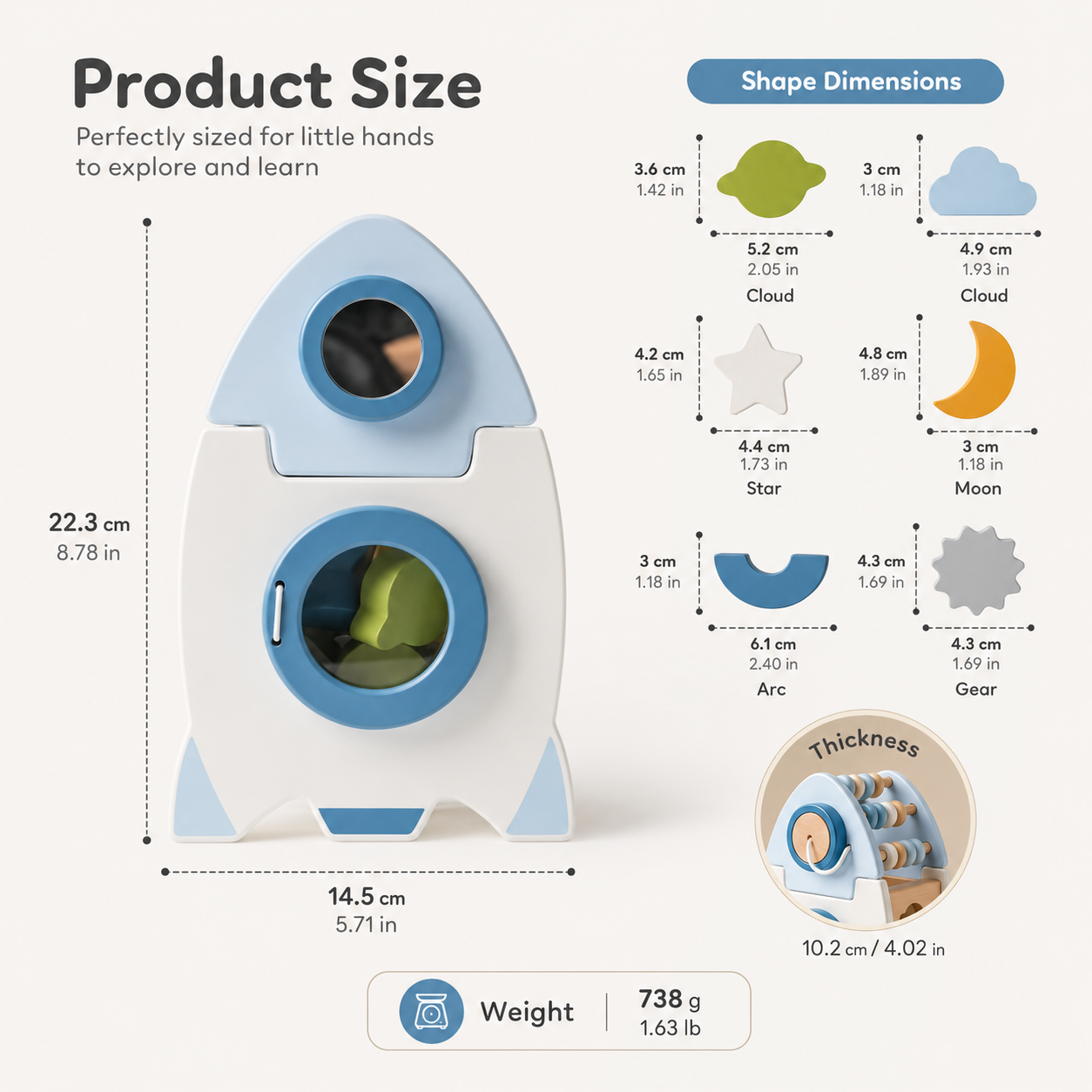 Wooden Rocket 5-in-1 Toy Set