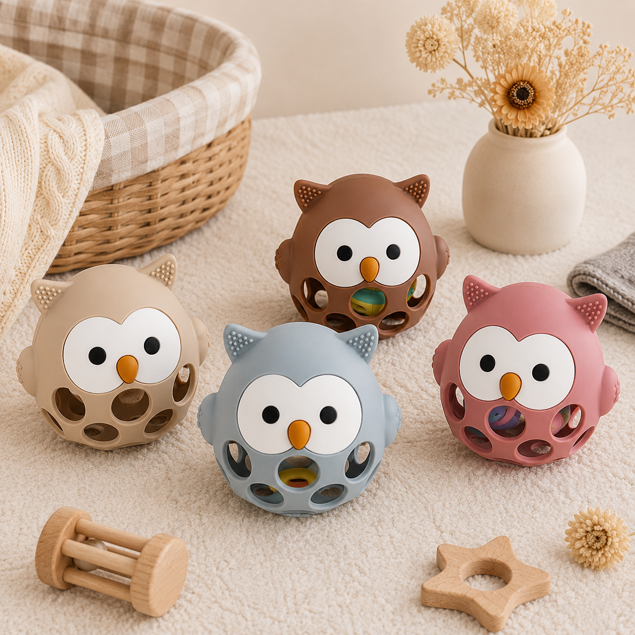 Silicone Owl Teether Toy (BPA-Free)