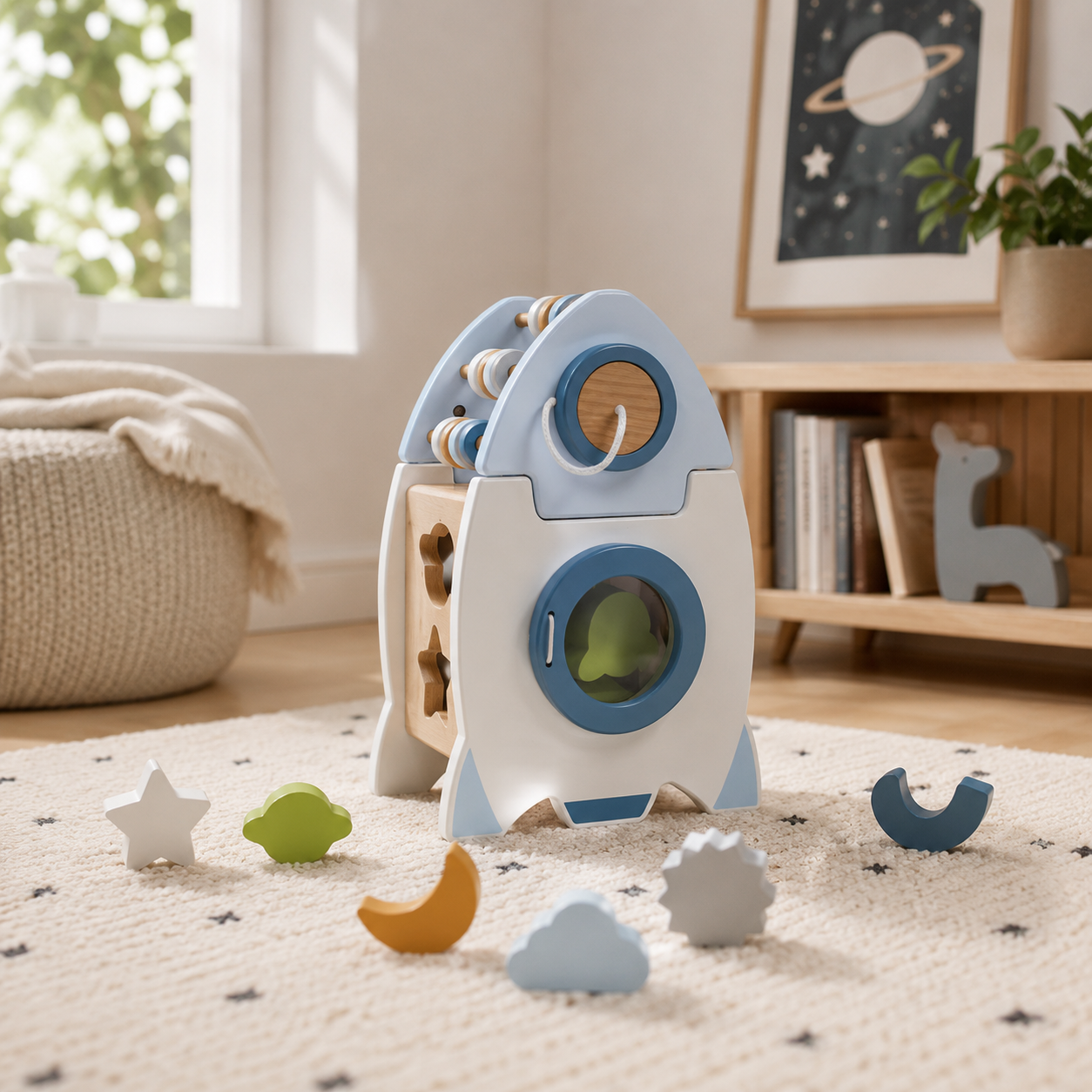 Wooden Rocket 5-in-1 Toy Set