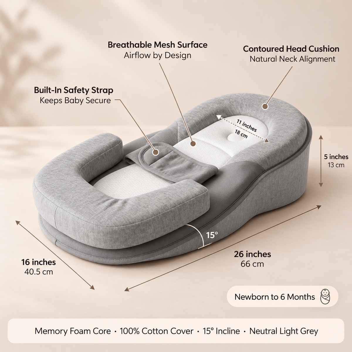 Inclined Newborn Lounger with Memory Foam – Kidoriko