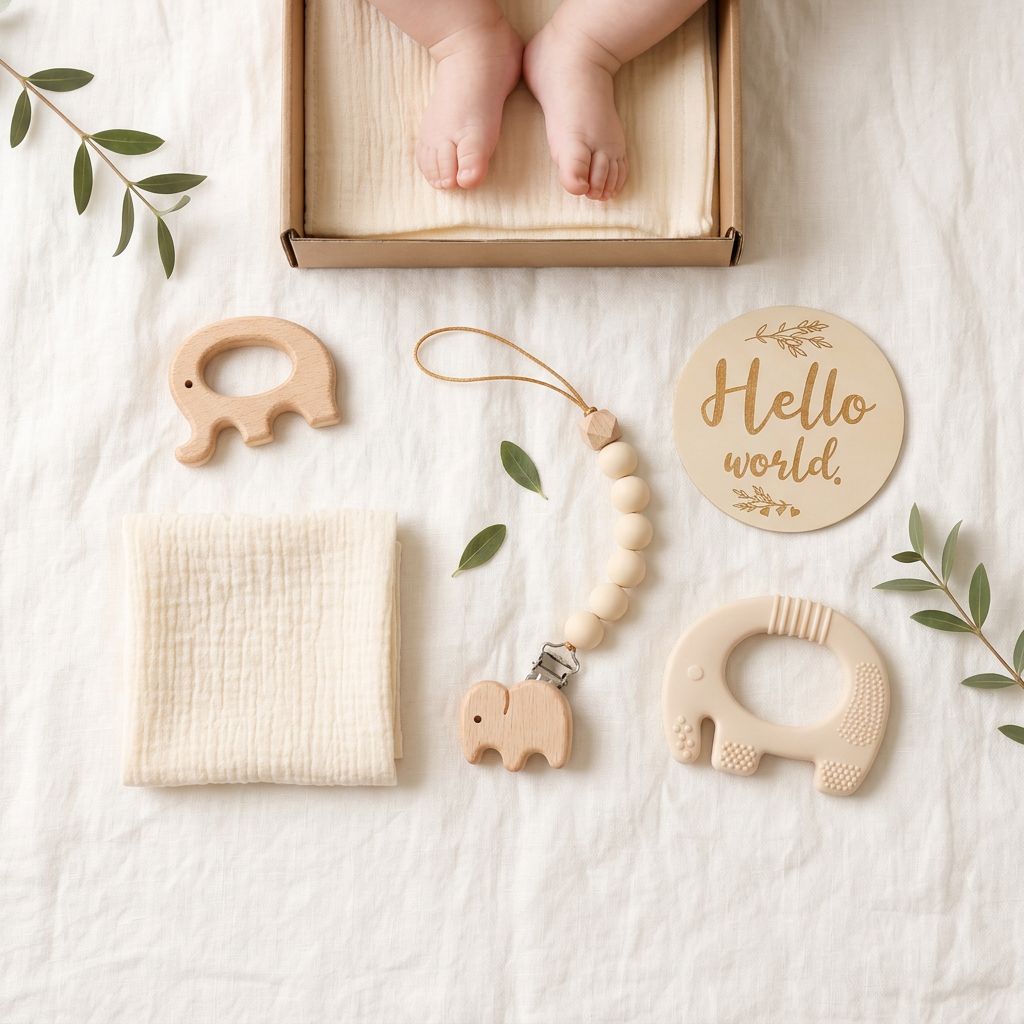 Elephant Baby Teether Gift Set (Cream)