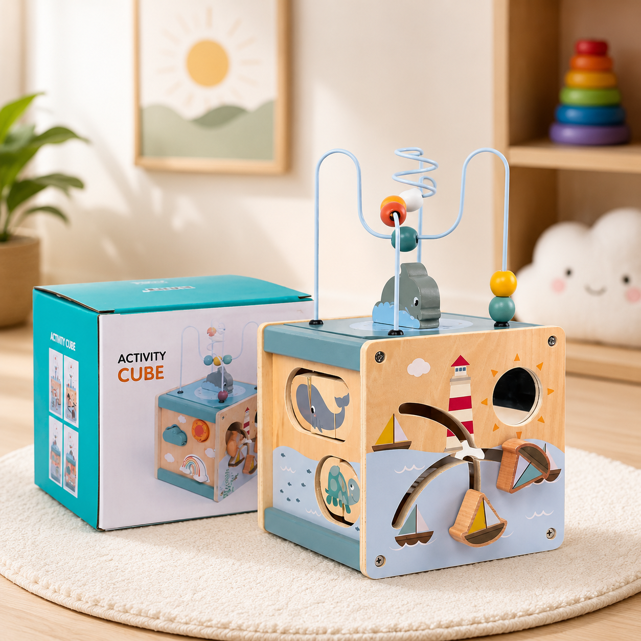 Wooden Ocean Activity Cube