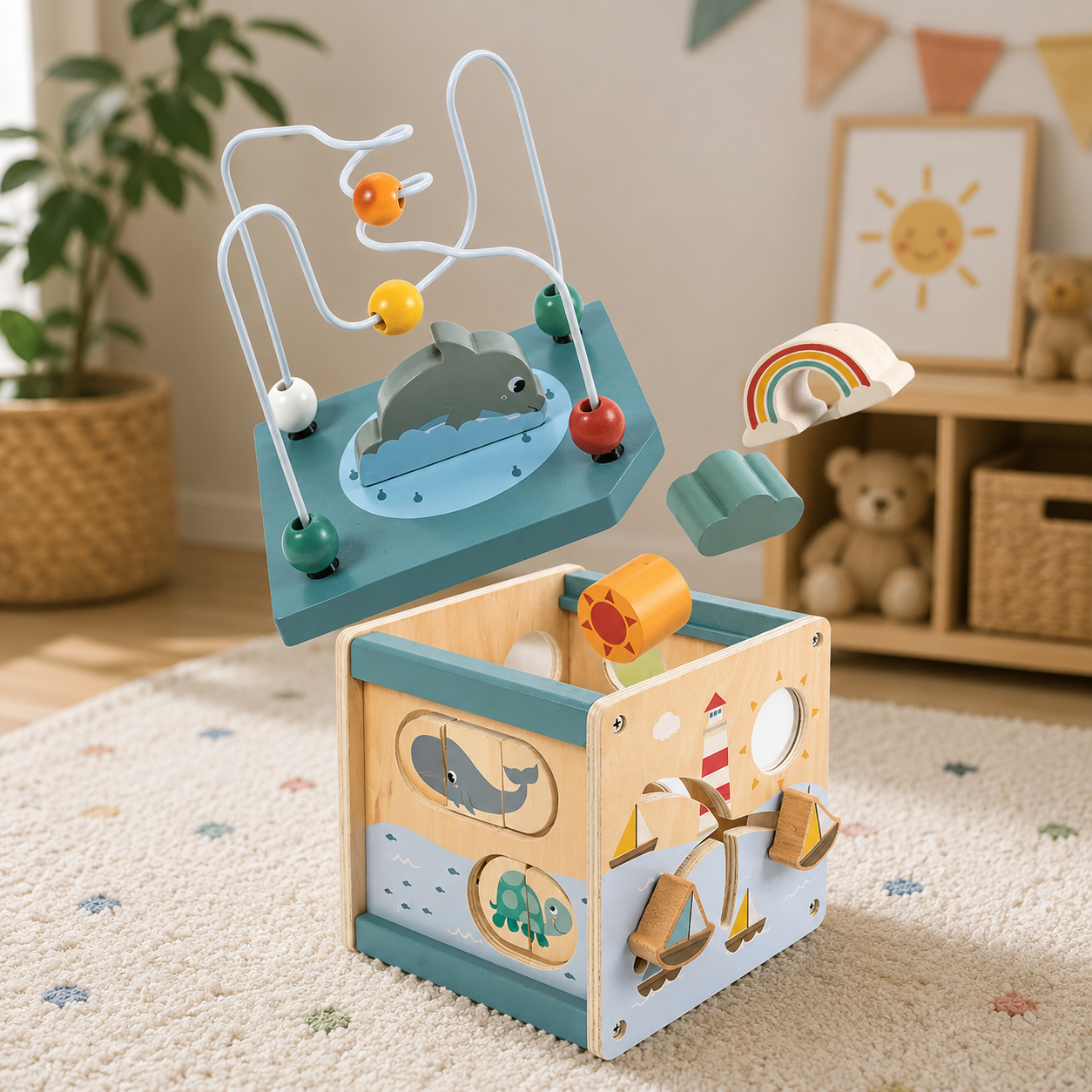 Wooden Ocean Activity Cube