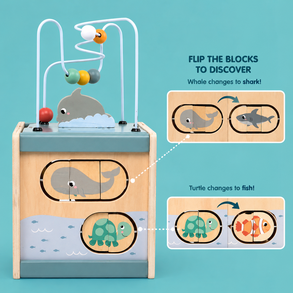 Wooden Ocean Activity Cube