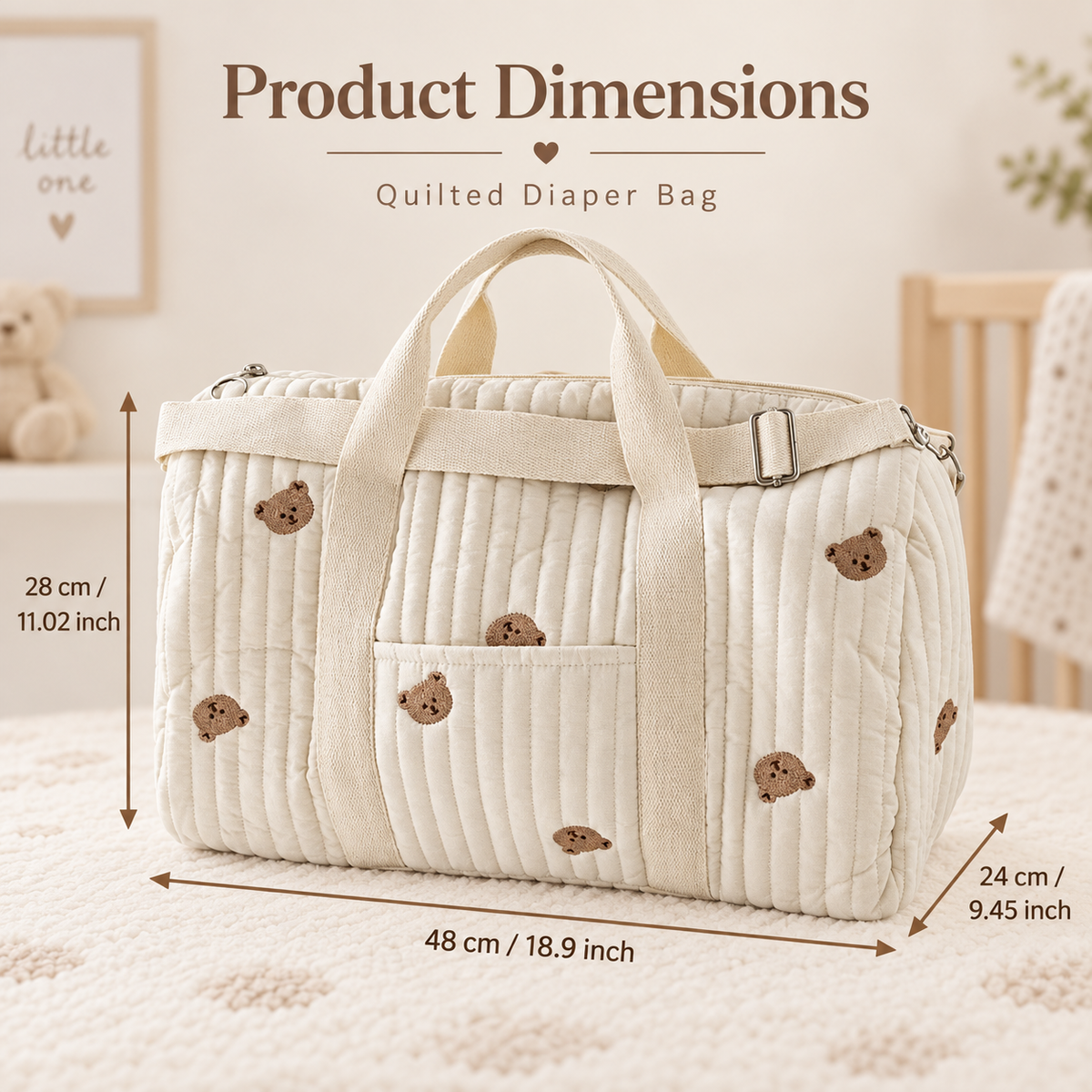 Quilted Embroidered Diaper Bag Organizer for Moms