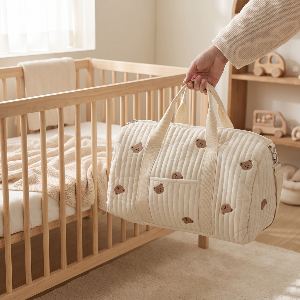 Quilted Embroidered Diaper Bag Organizer for Moms