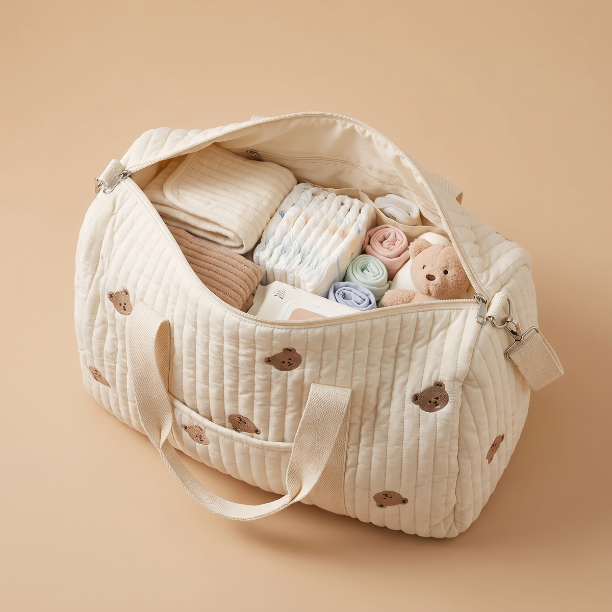 Quilted Embroidered Diaper Bag Organizer for Moms