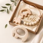 Elephant Baby Teether Gift Set (Cream)