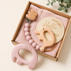 Elephant Baby Teether Gift Set (Shell Pink)