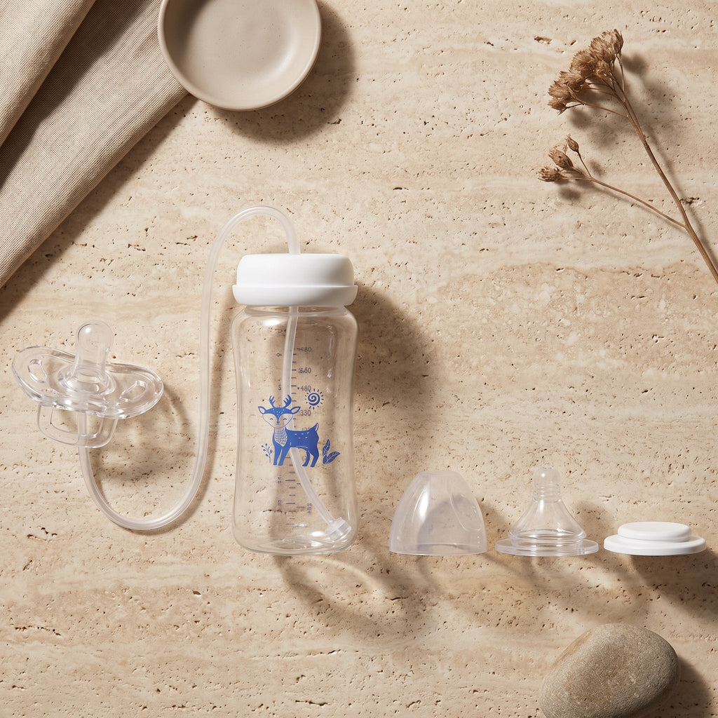 3-in-1 Hands-Free Baby Bottle with Straw – Kidoriko