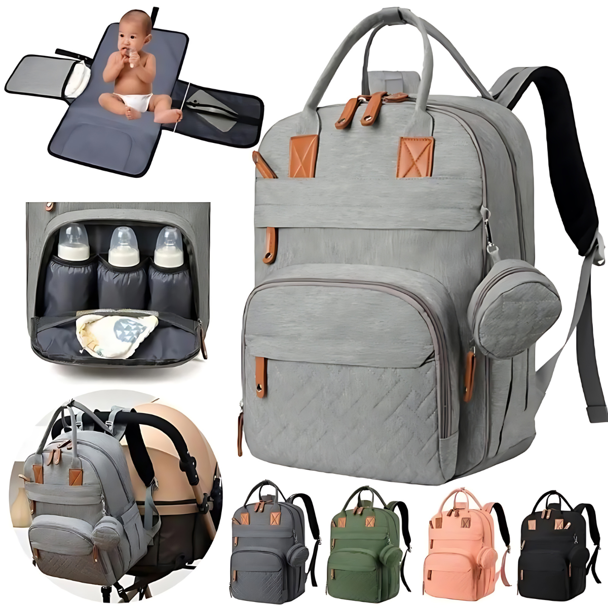 Multifunctional Diaper Bag Backpack with USB Port