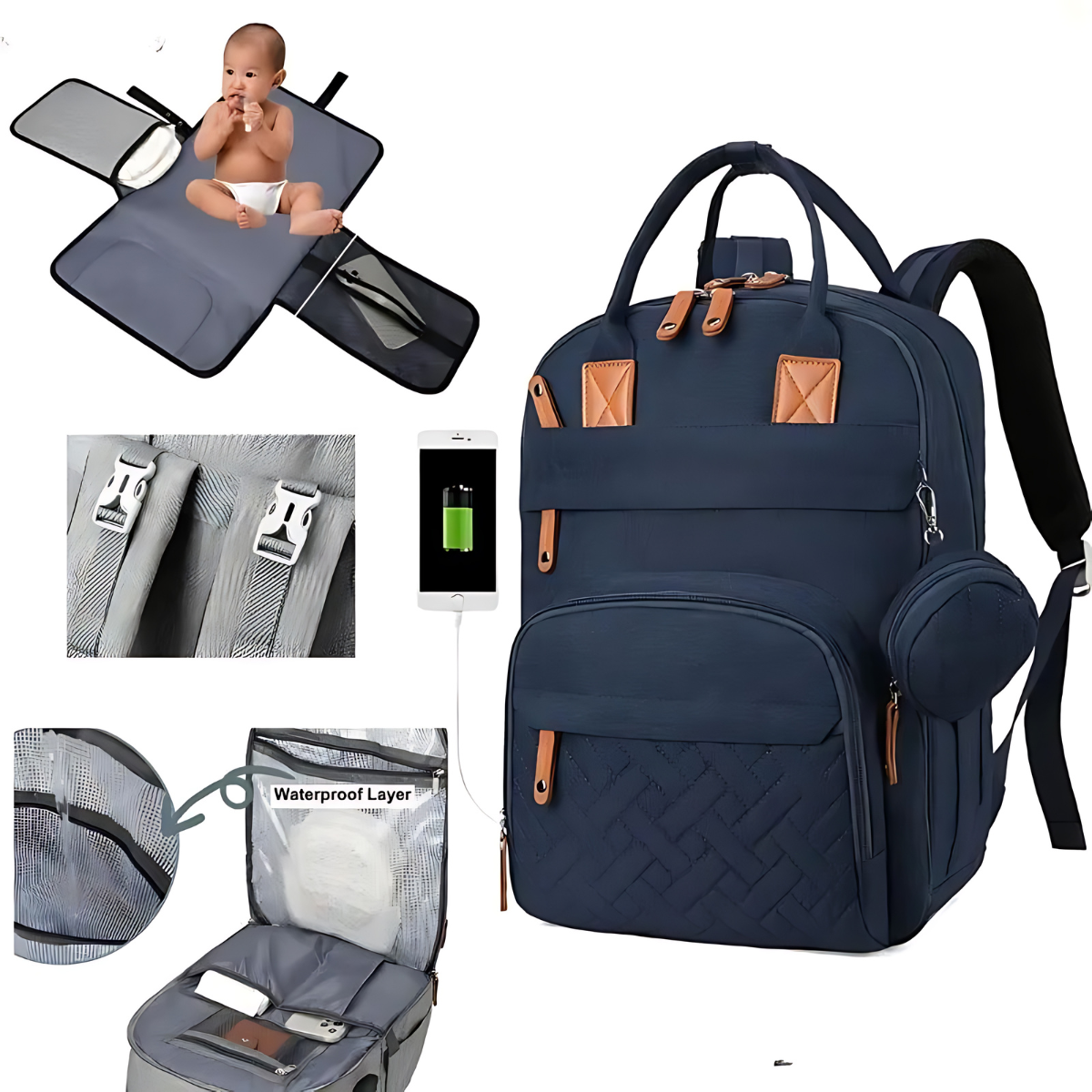 Multifunctional Diaper Bag Backpack with USB Port