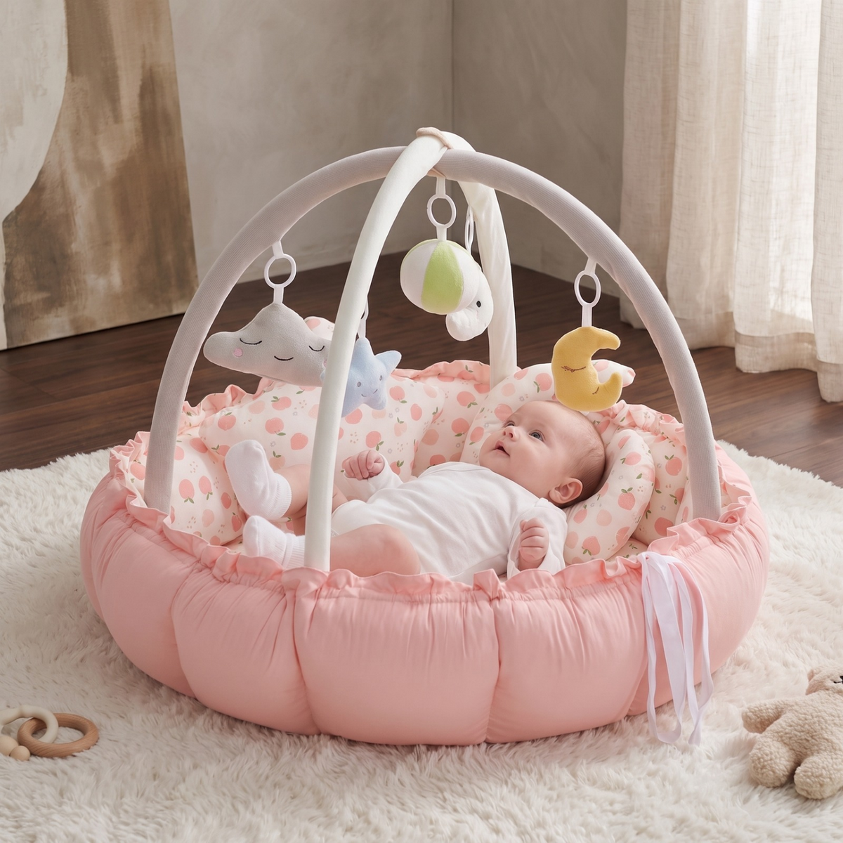Baby Play Gym with Cushioned Nest & Toys – Kidoriko