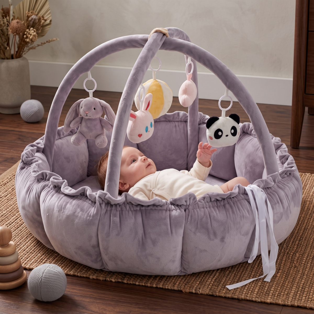 Baby Play Gym with Cushioned Nest & Toys – Kidoriko