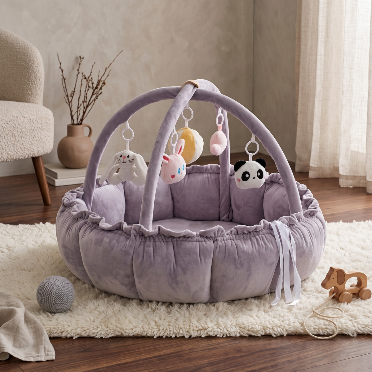 Baby Play Gym with Cushioned Nest & Toys – Kidoriko