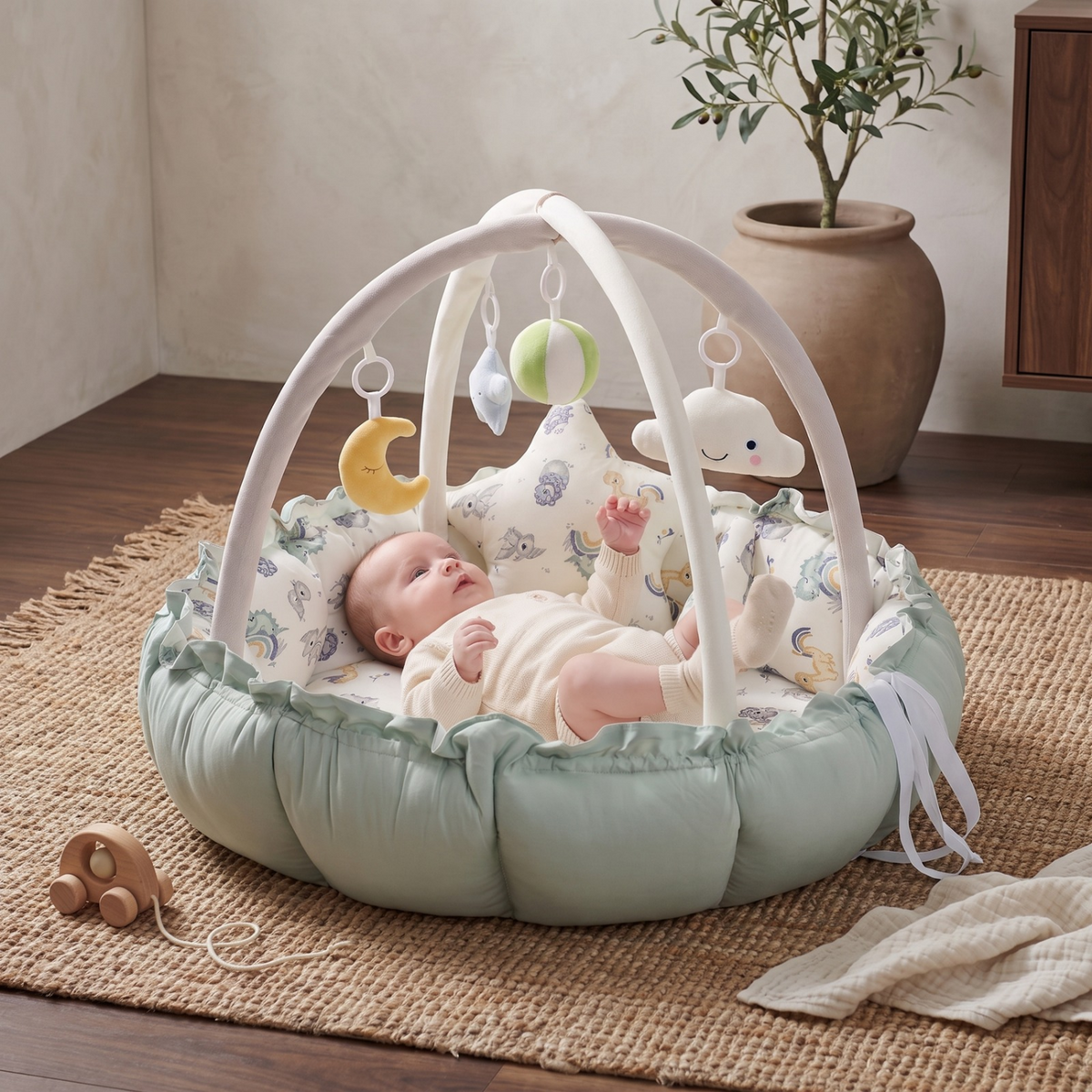 Baby Play Gym with Cushioned Nest & Toys – Kidoriko