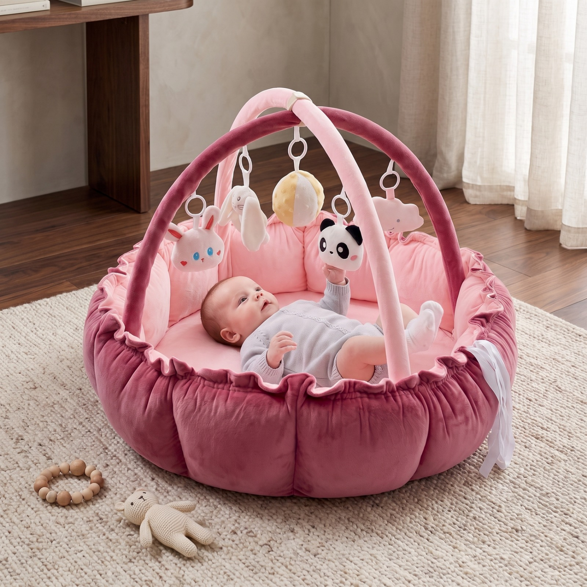 Baby Play Gym with Cushioned Nest & Toys – Kidoriko