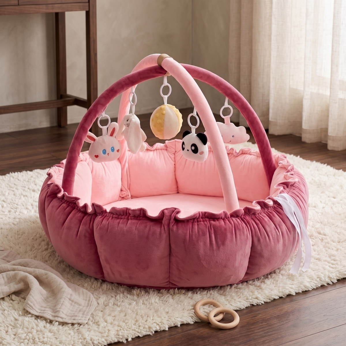 Baby Play Gym with Cushioned Nest & Toys – Kidoriko