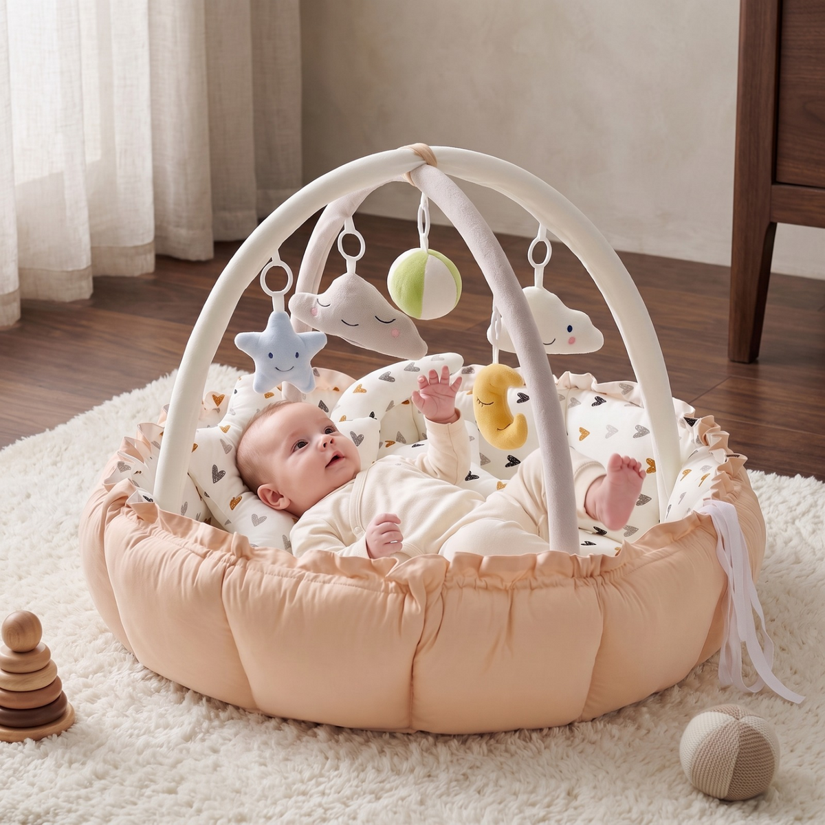 Baby Play Gym with Cushioned Nest & Toys – Kidoriko