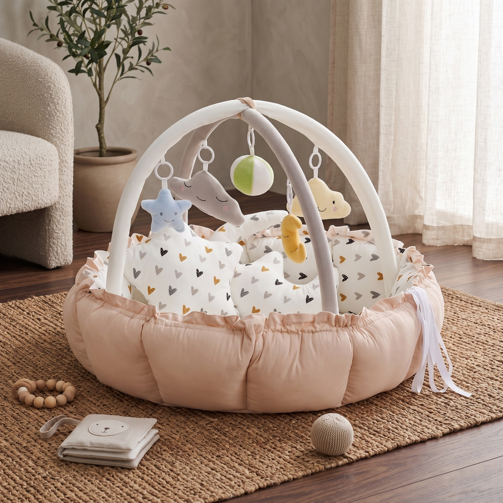Baby Play Gym with Cushioned Nest & Toys – Kidoriko