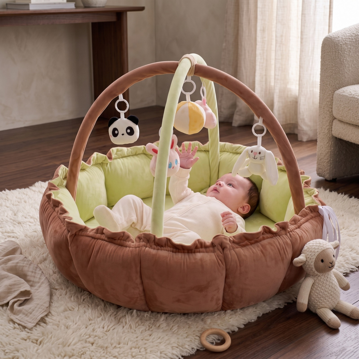 Baby Play Gym with Cushioned Nest & Toys – Kidoriko