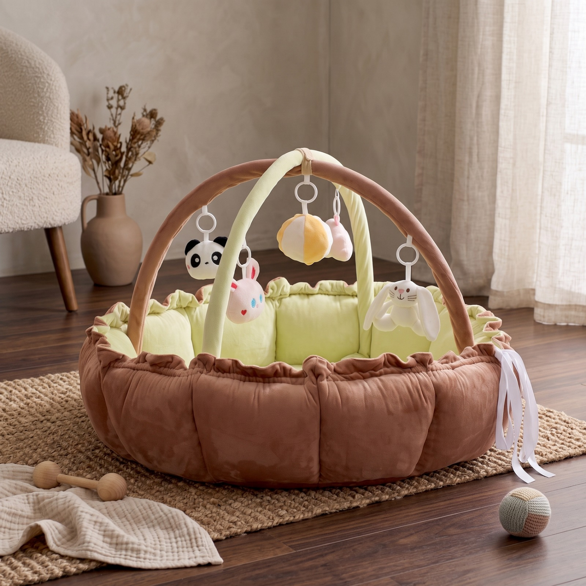 Baby Play Gym with Cushioned Nest & Toys – Kidoriko