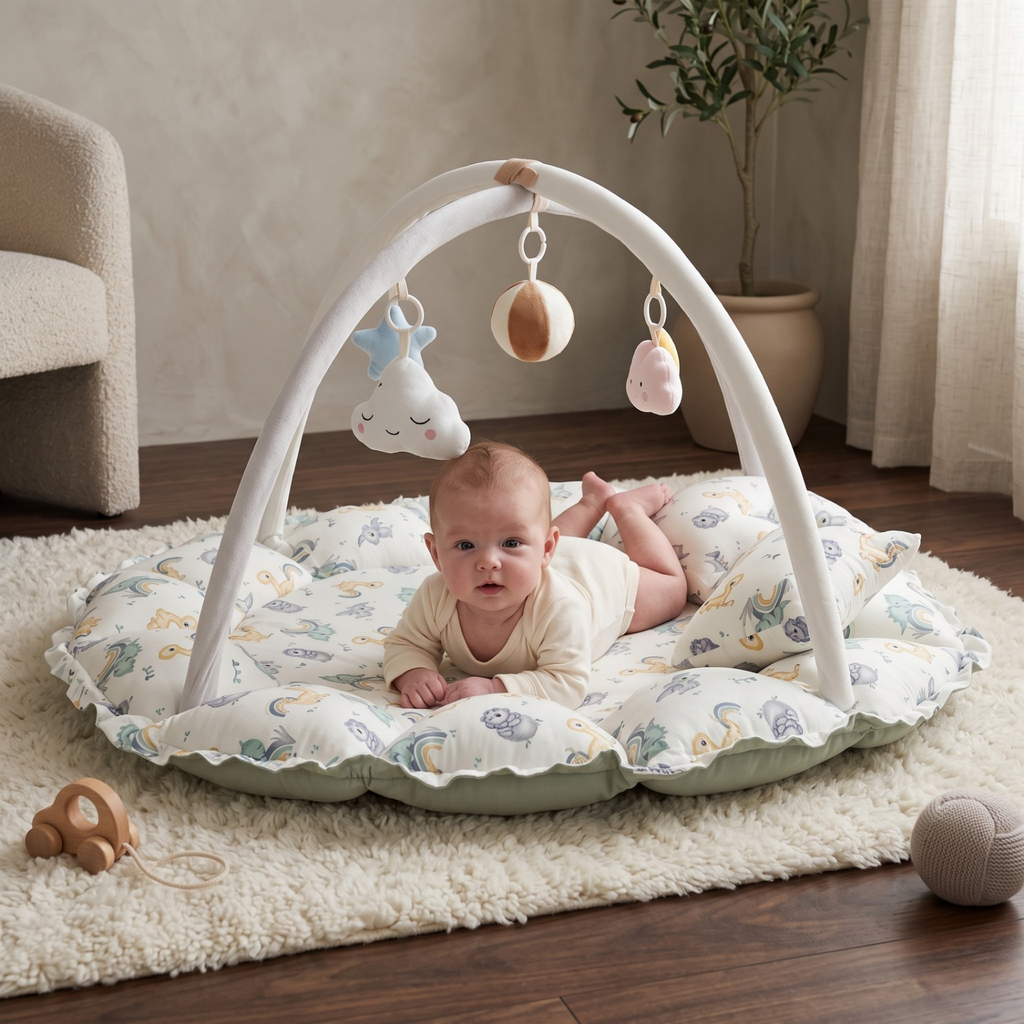 Baby Play Gym with Cushioned Nest & Toys – Kidoriko