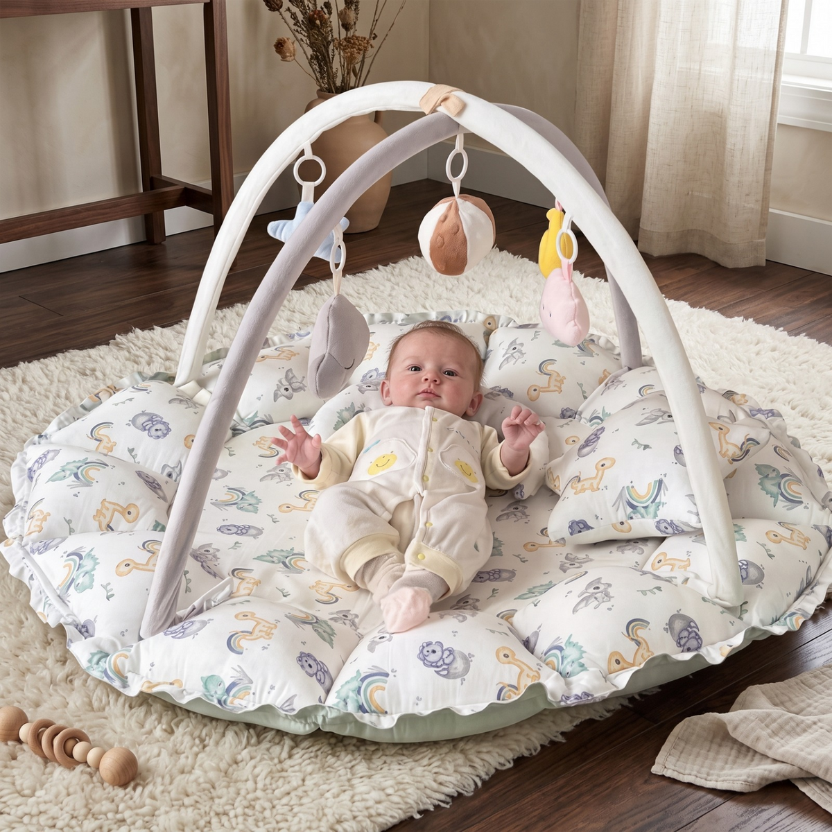 Baby Play Gym with Cushioned Nest & Toys – Kidoriko