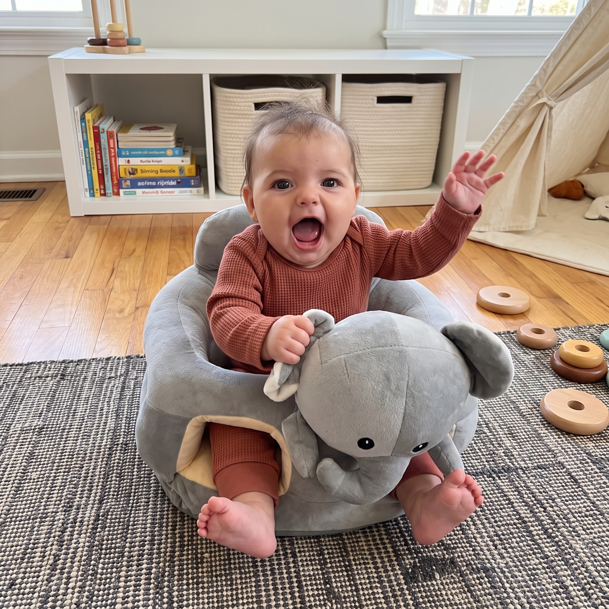 Plush Baby Sit-Up Seat with Squeaker Toys – Kidoriko